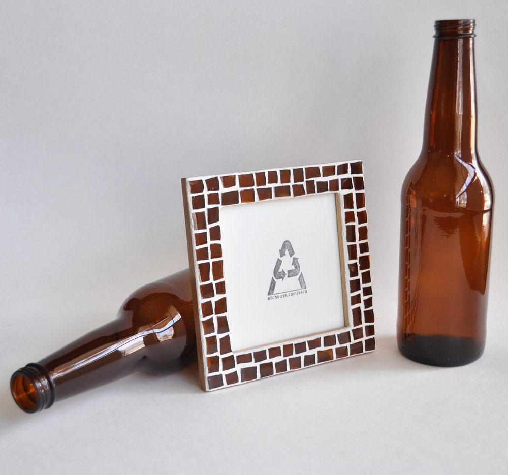 Fathers Day Photo Frame - Recycled Beer Bottle Frame  4x4