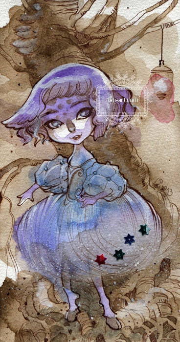Lila - Original Mini Watercolor illustration by Natalia Pierandrei