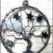 Gunmetal Crescent Moon and Stars Tree of Life Pendant Wire Wrapped Hematite Night Sky