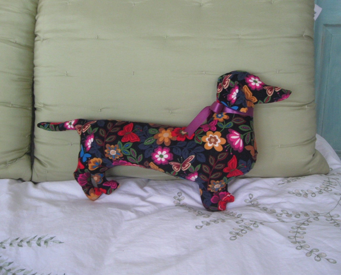 Flora the Dachshund Pillow, Vintage Corduroy - 19 inches