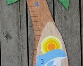 Surfboard Palm Tree Growth Chart - Hand Painted Wood - Custom Colors - Boys & Girls - Personalized - Eco Friendly