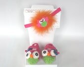 Cutie Patootie Hooty Headband & Crochet Shoetie Set  CHOOSE YOUR SIZE