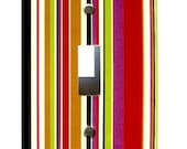 Multicolor Stripes Light Switchplate Modern Wall Decor Olive Green Burgandy Purple Light Switch Cover Room Decor