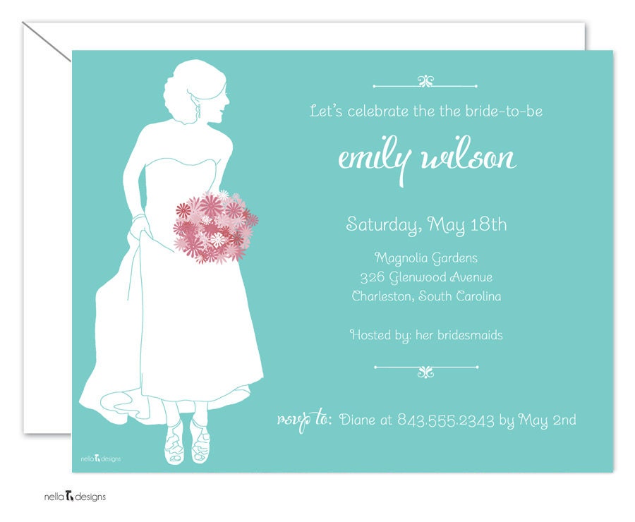 Bridal Shower Invitations, Lingerie Shower Invitations, Bride-to-be, Silhouette Bridal Invitations