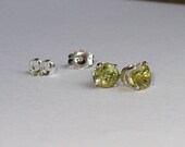 Demantoid Garnet Stud Earrings in Solid Sterling Silver