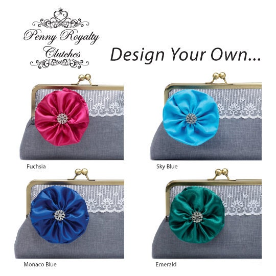 Modern Hollywood Glamour- DESIGN Your OWN Clutches- Bridesmaids Gifts- Bridal Purses- Wedding Clutches- Bridesmaid Clutches
