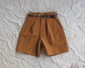 vintage 1980s high waisted caramel suede leather shorts s