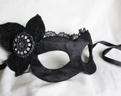 Sable Star - Black Gothic Fairy Mask in Papier-Mache with Beaded Embellishment