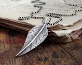 sterling silver leaf necklace - GYPSY or your custom word - Made to order