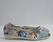 Elise Flats. Vintage Floral Canvas Flats 1980s size 37 AUS 6