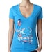 Moose Mustache T Shirt, Cute Animal Moustache Shirt, Womens Vintage Squirrel Tee Turquoise, Available S M L XL XXL