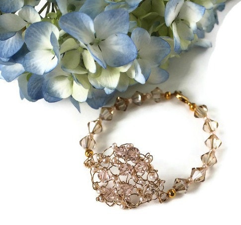 Elegant Bridal Jewelry, Knit Bracelet