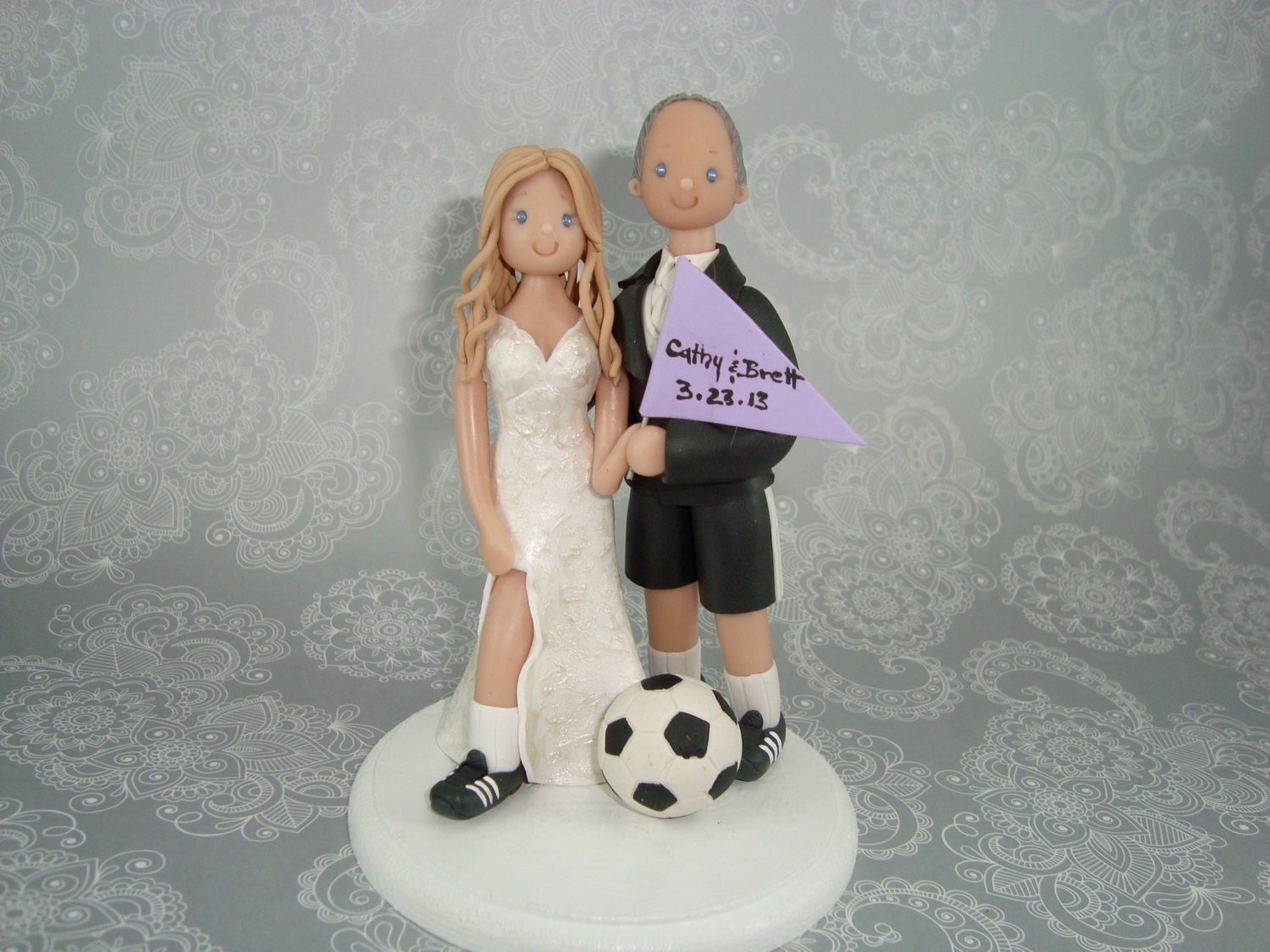 Custom Handmade Soccer Theme Wedding Cake Topper