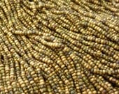 LIMITED 10/0 Opaque Aztec Gold and Aged Striped Picasso Mix Czech Glass Seed Beads 6 Strand Hank (C227)