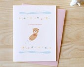 Sea Otter - Anniversary Card, Valentine Card, I Love You Card, Cute, Kawaii, Animal Card, Star