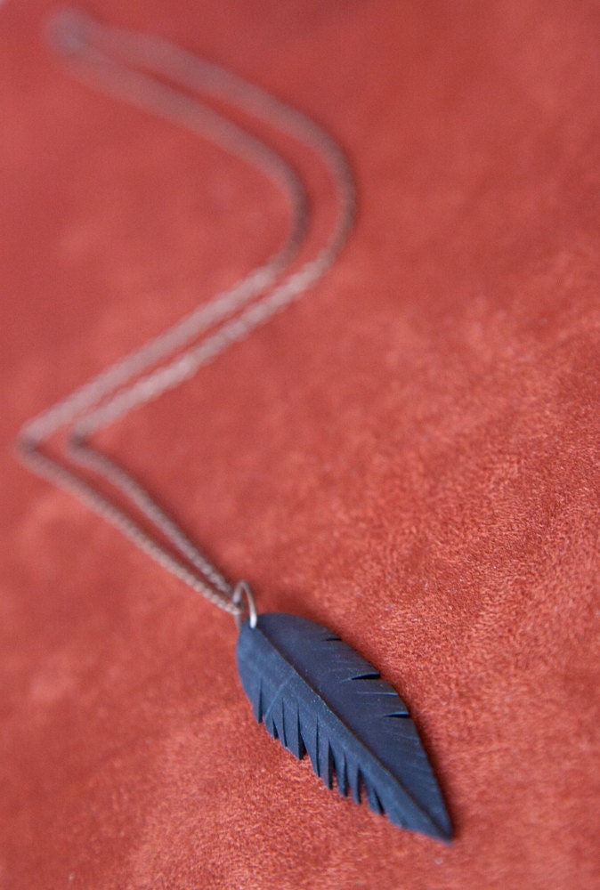 Single Vegan Feather Bicycle Tube Necklace