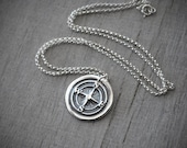 Wax Seal Silver Compass Rose Necklace -  Sterling Silver Chain - .999 Fine Silver Compass Charm - Handcrafted Artisan Jewelry