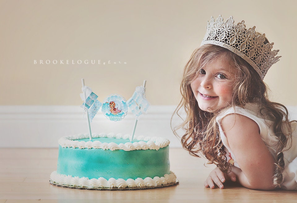 Vintage Mermaid Cake Bunting - Assembled - By PaperCandee