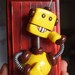 Robot Sculpture Wall Art - Boredom Yellow Robot - Cottage Chic Artwork - 3D Mixed Media