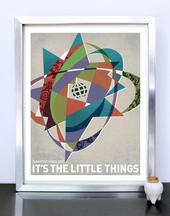 Original Illustration - Stellar Science Nanotechnology - 11x14 Science Poster Print - Art Poster