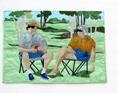 Contemporary Appliqued Quilted Wall Hanging-Saturday Afternoon