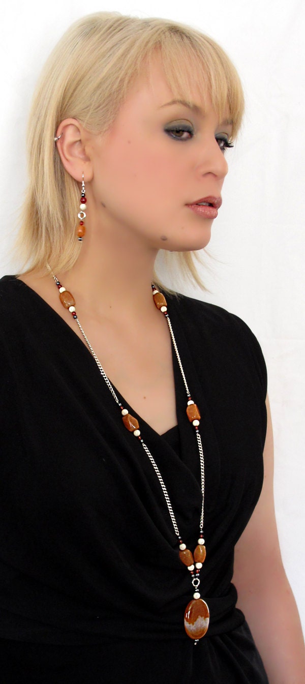 Sunset earrings - Fine jewelry earrings - sterling silver (.925) and genuine stones
