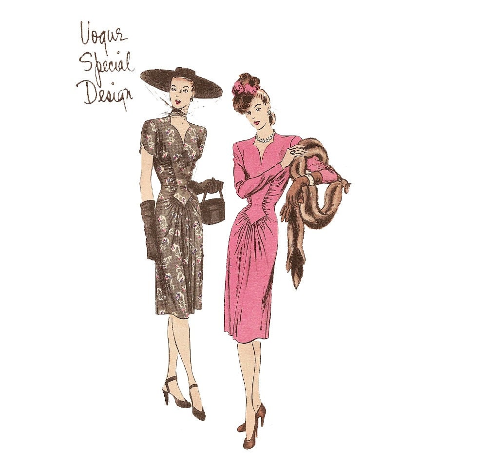 1940s Womens Dress - Vogue Special Design S-4608 Vintage Pattern - 32 Bust