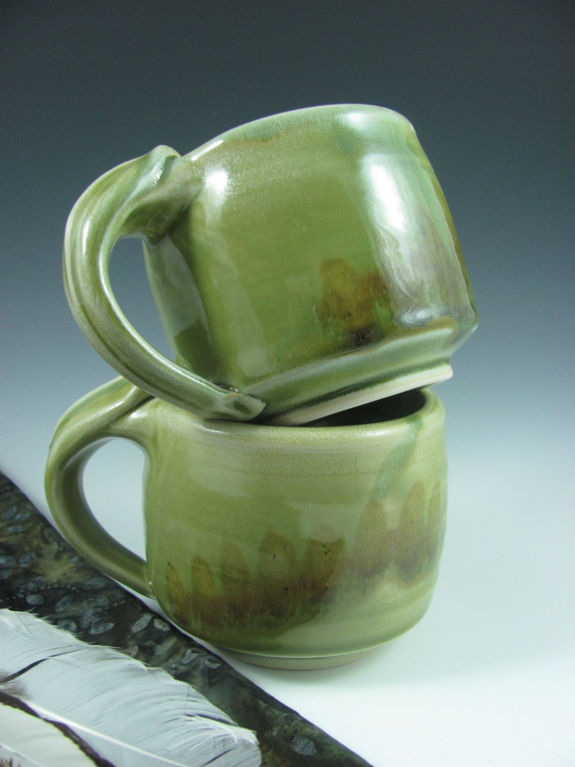 Wheel Thrown Porcelain Spearmint Green Mug Cup Ceramic, Handmade by Licia Lucas Pfadt