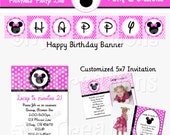 Minnie Mouse Birthday Party Printable Package DIY Collection Invitation Banner Cupcake Toppers Centerpiece Sign Label Favor Tag Thank You