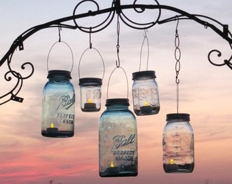 Mason Jar Lanterns 15 DIY Hanging Mason Jar Lids, Mason Jar Wedding Lights, Mason Jar Lantern Lids only, No jars, Original by treasureagain