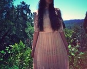 Old Money Early 1900's/20's ART NOUVEAU White Beaded Sheer Pink Blush GATSBY Silk Chiffon Wedding Dress