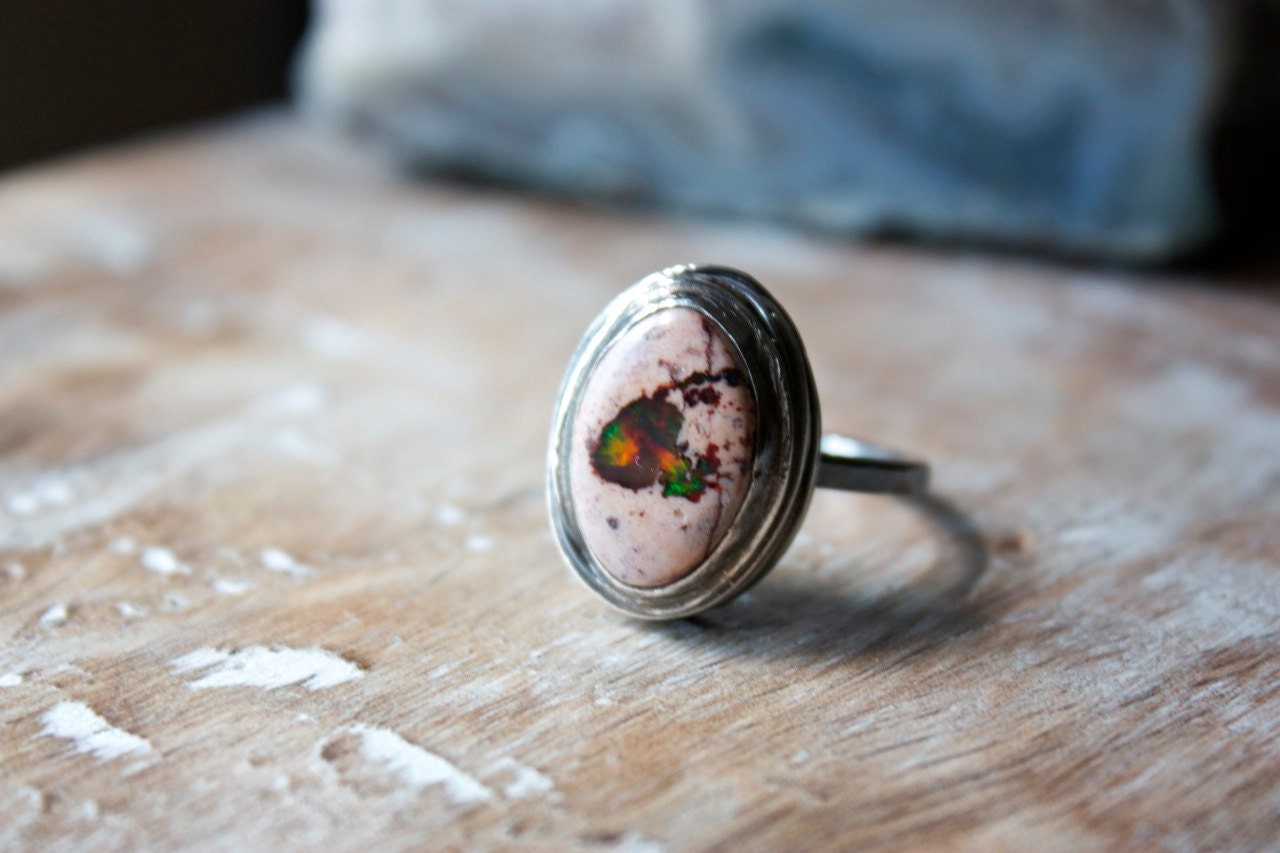 Mexican Fire Opal Sterling Silver Cocktail Ring... Fire And Light...