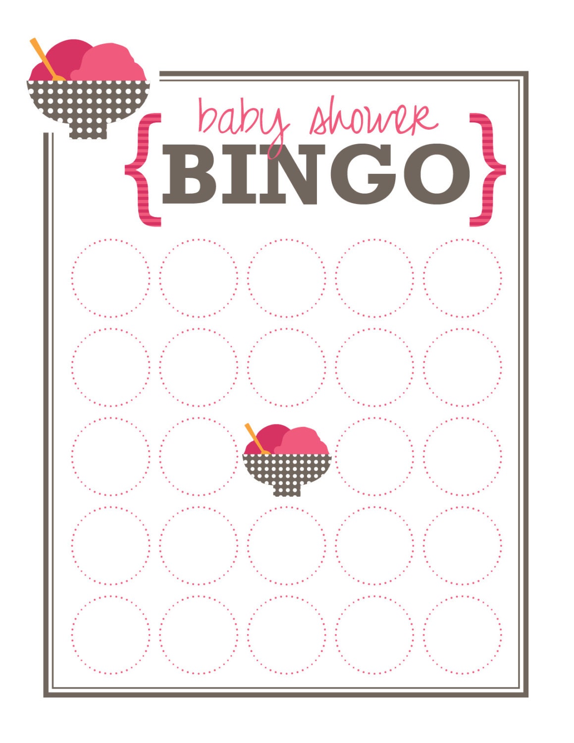 BINGO CARDS - Blank Baby Shower Bingo Card - Digital File