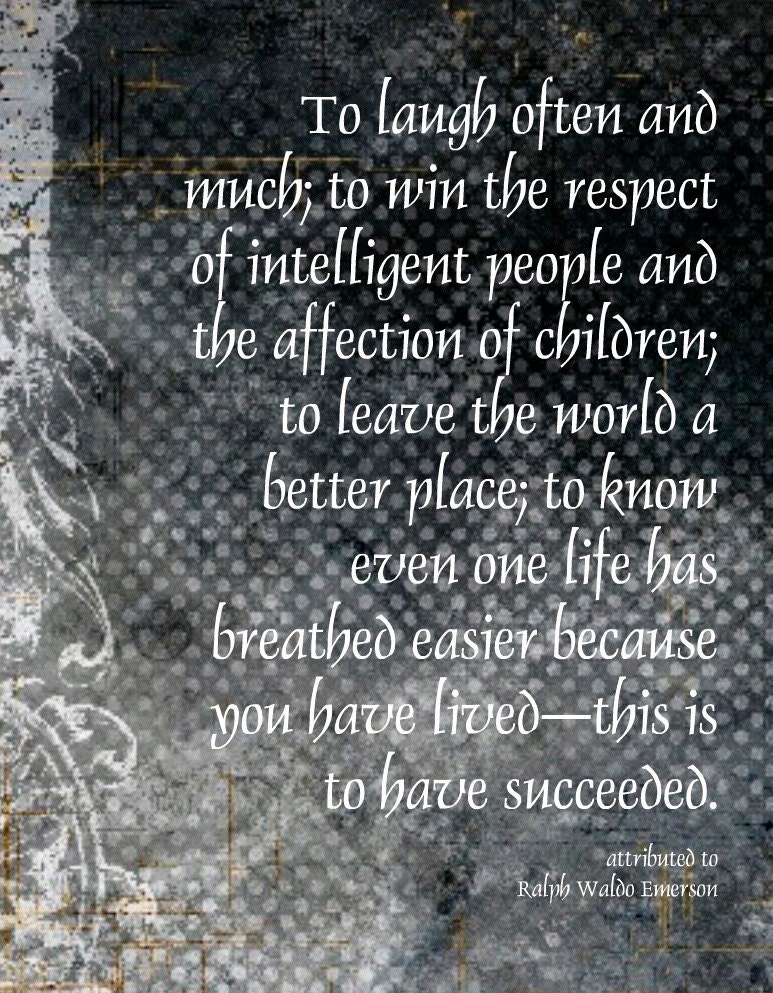 Emerson Quote Contemporary Word Art Prints 11x14 Motivational - Inspiration - laugh often black white