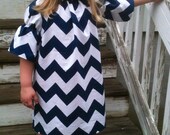 Navy Chevron peasant dress