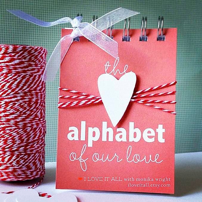 Alphabet of Our Love . Wedding Engagement Marriage Anniversary Deployment Birthday Card Gift // Mini Album // ABC ABCs Him Her