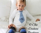 Newborn Baby Boy Photo Prop,  Monogrammed or  Personalized Tie Onesie. Any Tie, Any Size, Any Name or Monogram Embroidered. Summer  Wedding