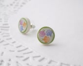 Small Flower Pattern Stud Earring ,Polymer Clay