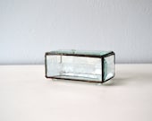 Vintage Terrarium Trinket Box, Glass and Metal Container with Lid, See Through Transparent Etched Floral Design