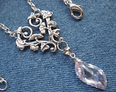 Springtime Silver Pendant with a Swarovski Crystal Dangle