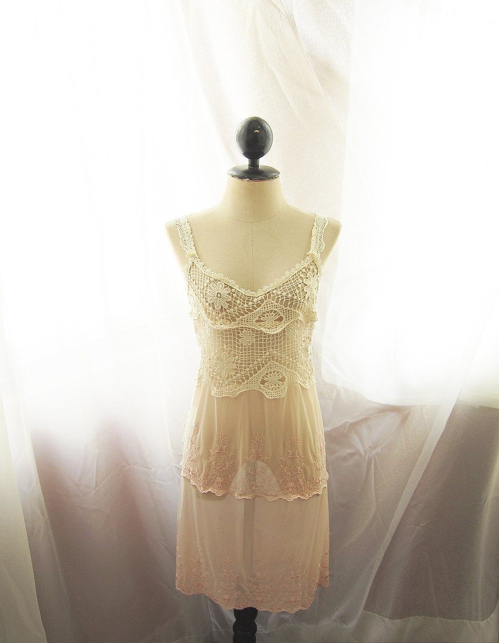 Marie Antoinette Cream Crochet Blush Pink Lace Romantic Nutcracker Angelic Dreamy Ethereal Ballerina Parisian Boudoir Sheer Dress Coverup