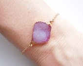 Druzy Bracelet in Peony Pink, OOAK