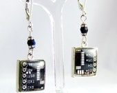 Circuit Board Earrings -- Domed Black Dangles -- Upscale Geekery