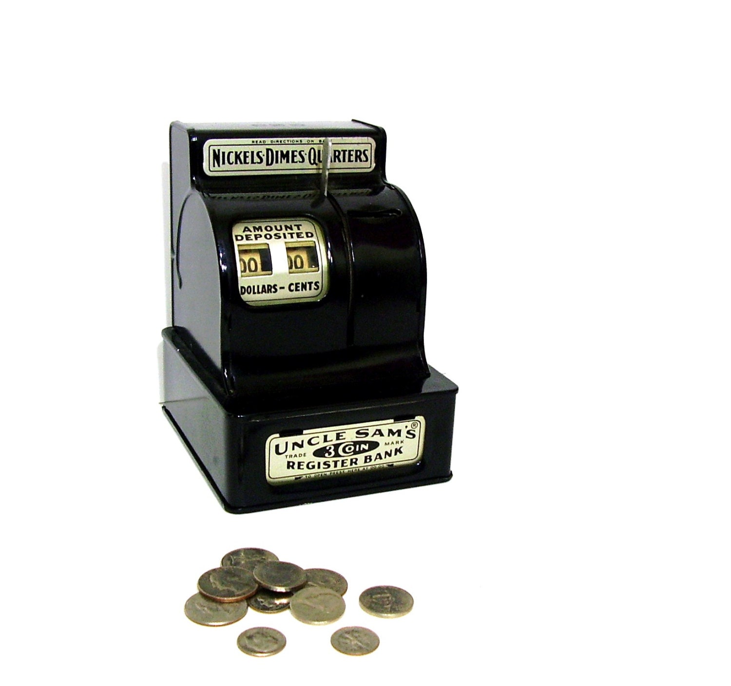 Vintage Toys Uncle Sam Cash Register 3 Coin Bank Black