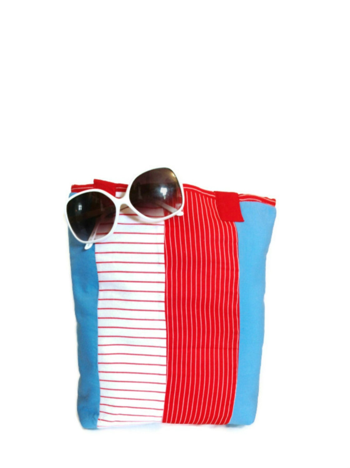 Patrotic Tote bag -- beach bag -- blue, red and white