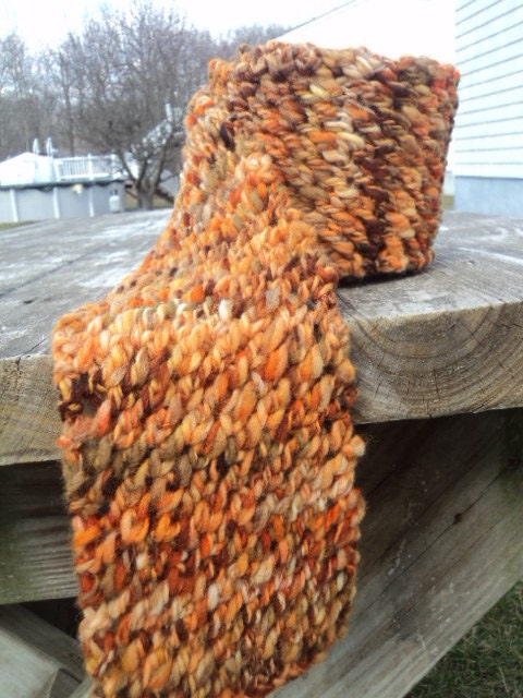 Knitted Scarf, Hand spun wool
