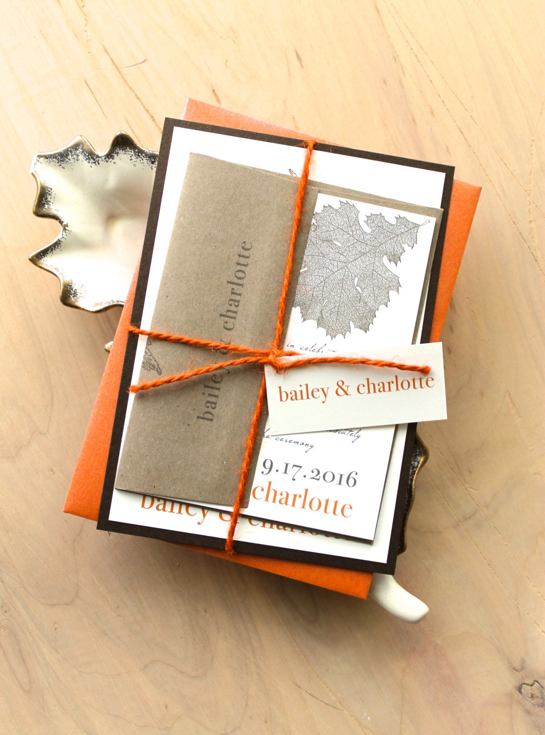 Love Cycle - Eco-Friendly - Rustic & Chic Wedding Invites, Burnt Orange, Brown Metallic - Purchase for a Sample