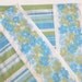 Flowers and Stripes Pillowcases Pair in Turquoise, Blue, Olive Green and White by Tex Made Pillow Case Set of Two