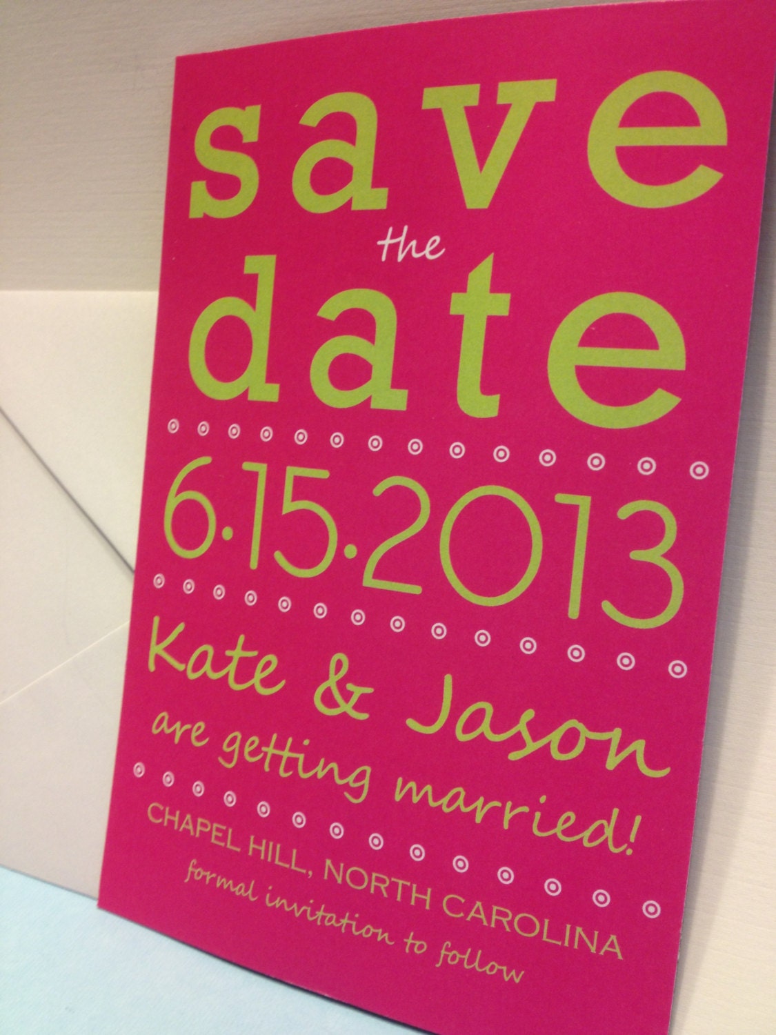 Pink and Green Simple Save the Date MAGNET Wedding Invitation Typography