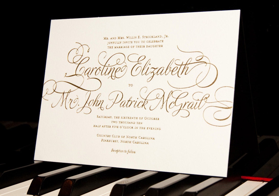 Printable Wedding Invitation -- Calligraphy Simple Modern Script -- pompdesigns